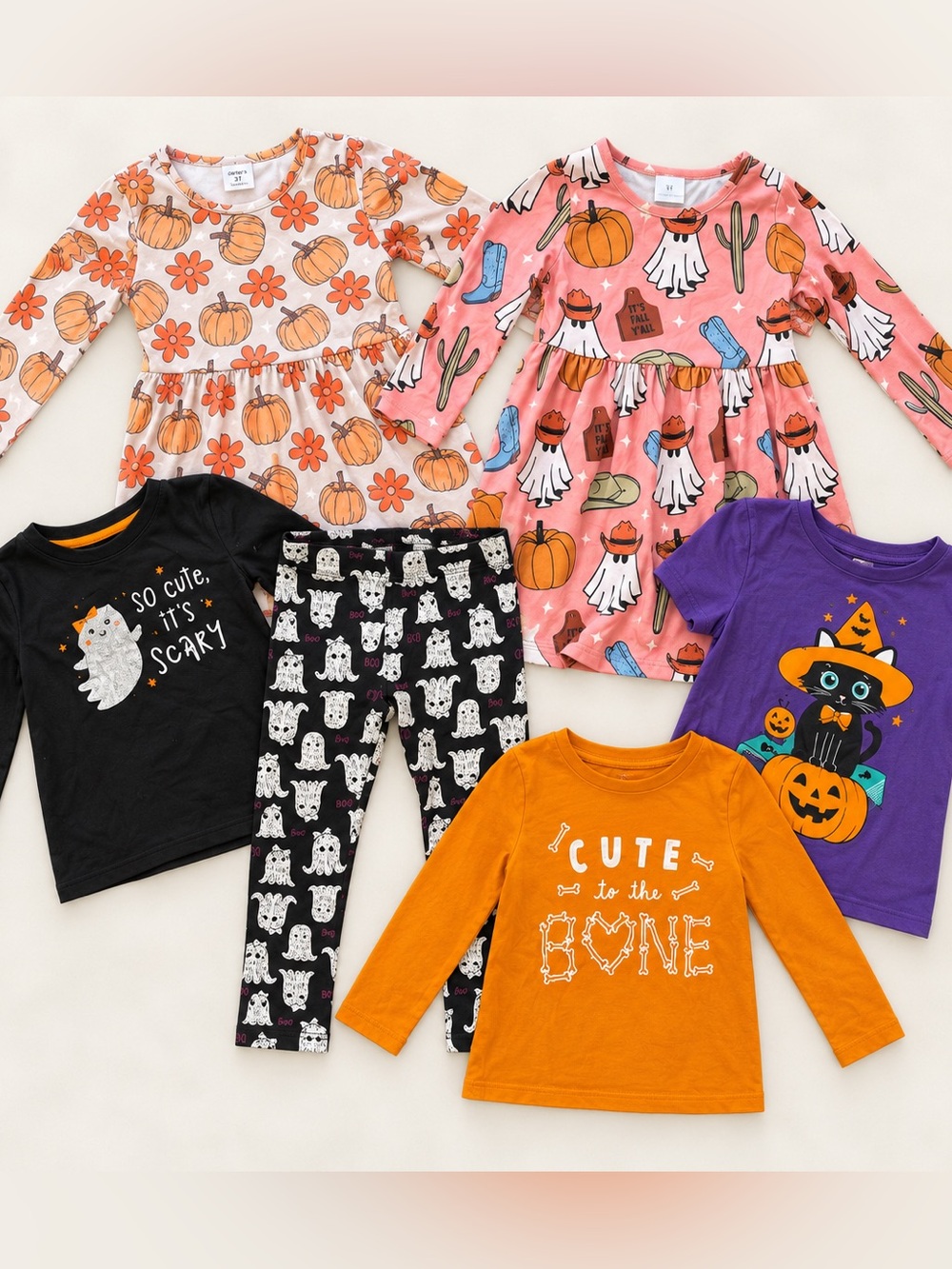 Girls 2T 3T Halloween Clothing Bundle - Orange, Black, Purple / Halloween Dress
